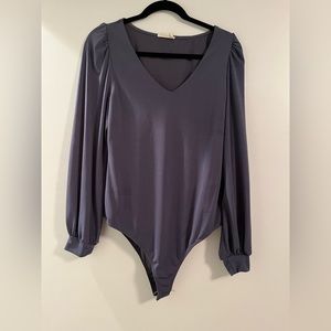 Steel blue long sleeve bodysuit